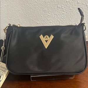 NEW 💎Valentino Orlandi Black Crossbody Bag with Gold V-Logo